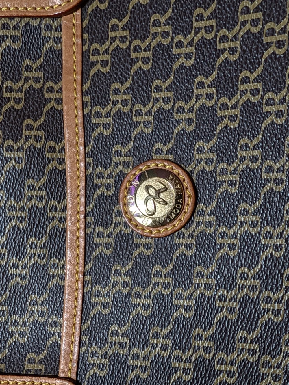 Rioni Signature Brown Monogram Luggage Tote Briefcase Satchel Bag
